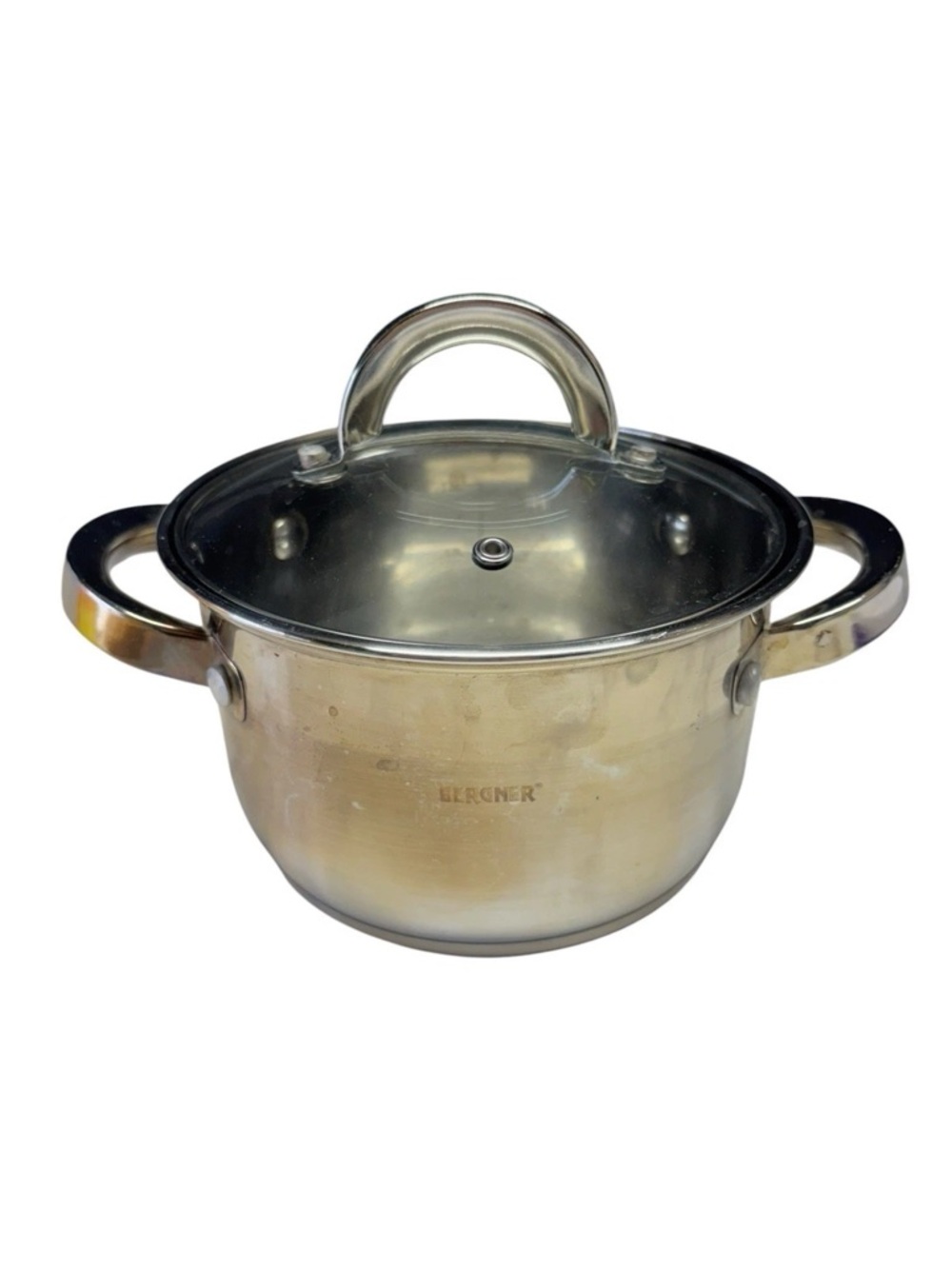 Bergner Stainless Steel 1.5L Double Handle Saucepan Pot w/ Glass Lid S0174-07424